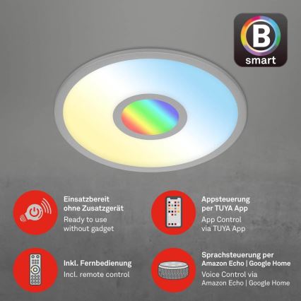 Brilo - Himmennettävä LED-RGB-kattovalaisin CENTRO LED/24W/230V 2700-6500K Wi-Fi Tuya + kauko-ohjaus