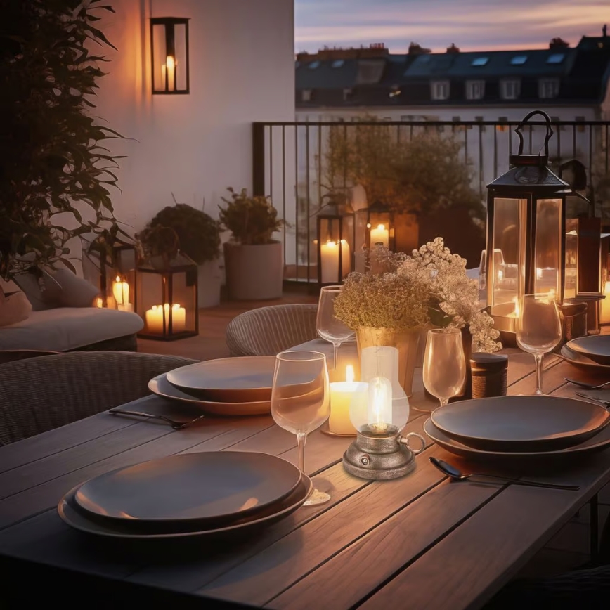 Brilo - LED-himennettävä ulkokäyttöinen ladattava pöytälamppu KANEA LED/1,5W/5V IP44 1200 mAh pronssinvärinen