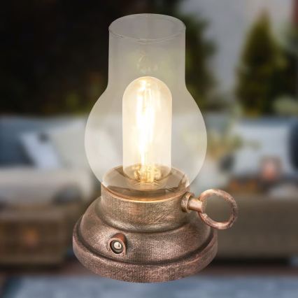 Brilo - LED-himennettävä ulkokäyttöinen ladattava pöytälamppu KANEA LED/1,5W/5V IP44 1200 mAh pronssinvärinen