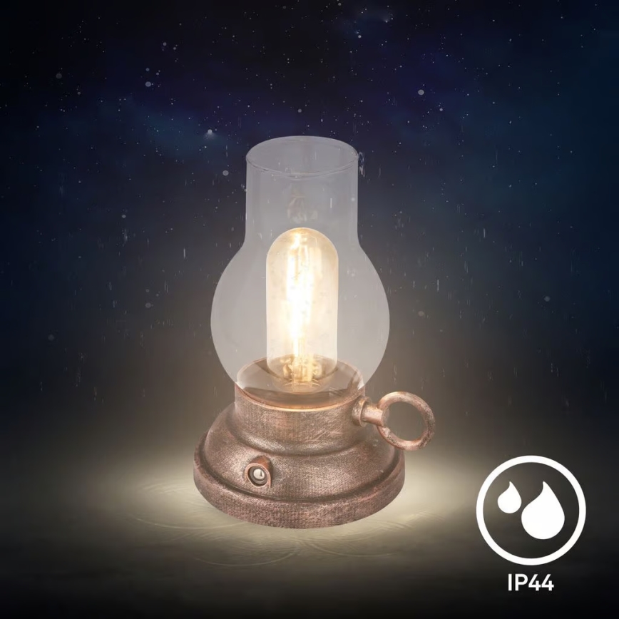 Brilo - LED-himennettävä ulkokäyttöinen ladattava pöytälamppu KANEA LED/1,5W/5V IP44 1200 mAh pronssinvärinen