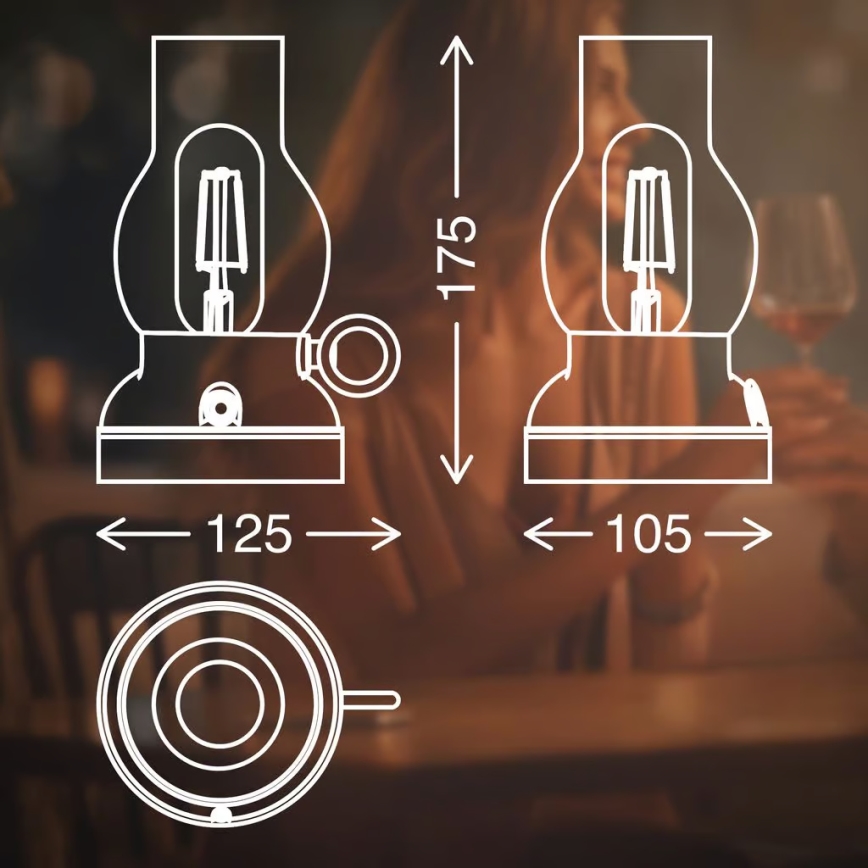Brilo - LED-himennettävä ulkokäyttöinen ladattava pöytälamppu KANEA LED/1,5W/5V IP44 1200 mAh pronssinvärinen