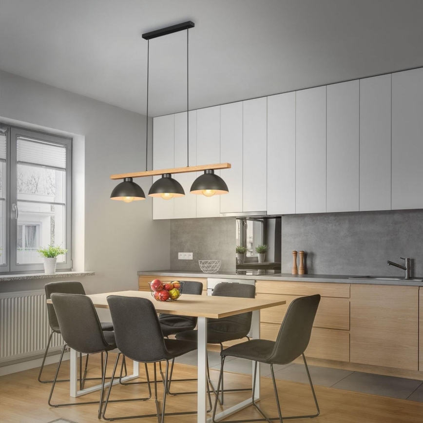 Brilo - Kattokruunu johdossa 3xE27/40W/230V kumipuu