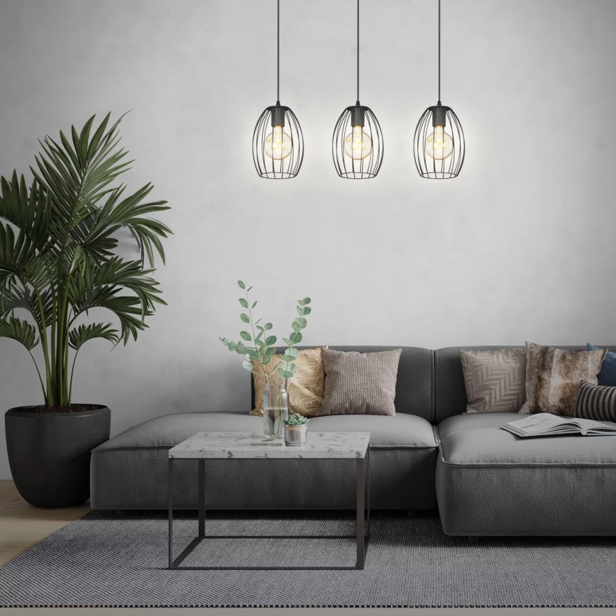 Brilo - Kattokruunu johdossa WAKTU 3xE27/60W/230V kumipuu