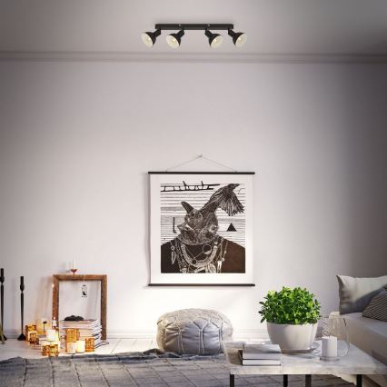 Brilo - Kohdevalo RETRO 4xE14/25W/230V musta