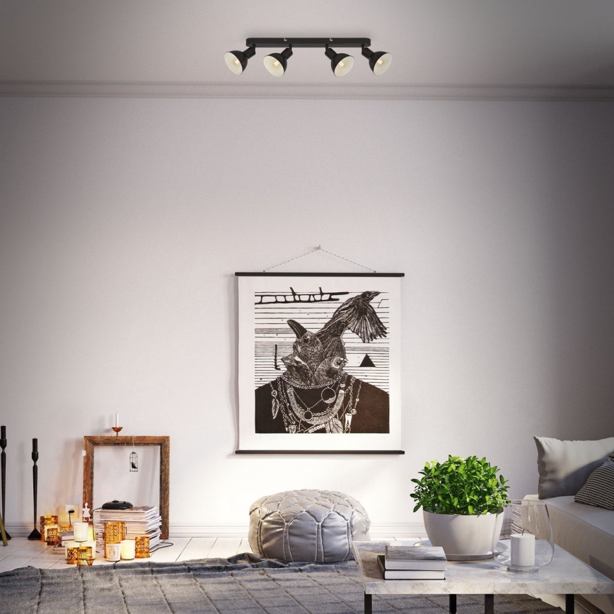 Brilo - Kohdevalo RETRO 4xE14/25W/230V musta