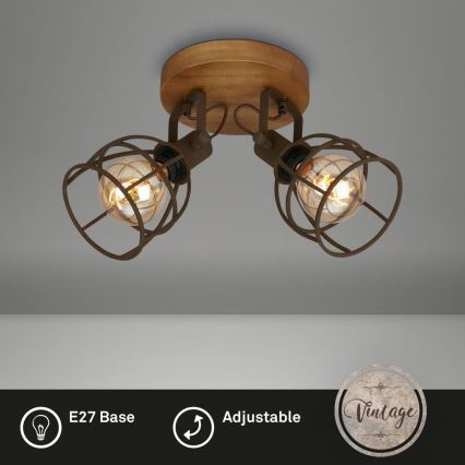 Brilo - Kohdevalo VINTAGE 2xE27/25W/230V ruskea