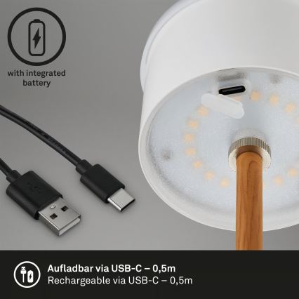 Brilo - himmennettävä ladattava kosketusohjattu ulkopöytävalaisin KIKI LED/2,6W/5V IP44 2600 mAh musta