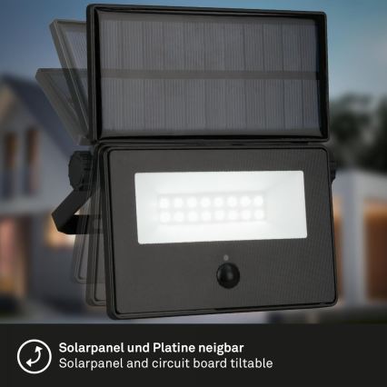 Brilo - LED-aurinkokennolla varustettu heijastin liiketunnistimella LED/5W/5,5V IP54 1200 mAh