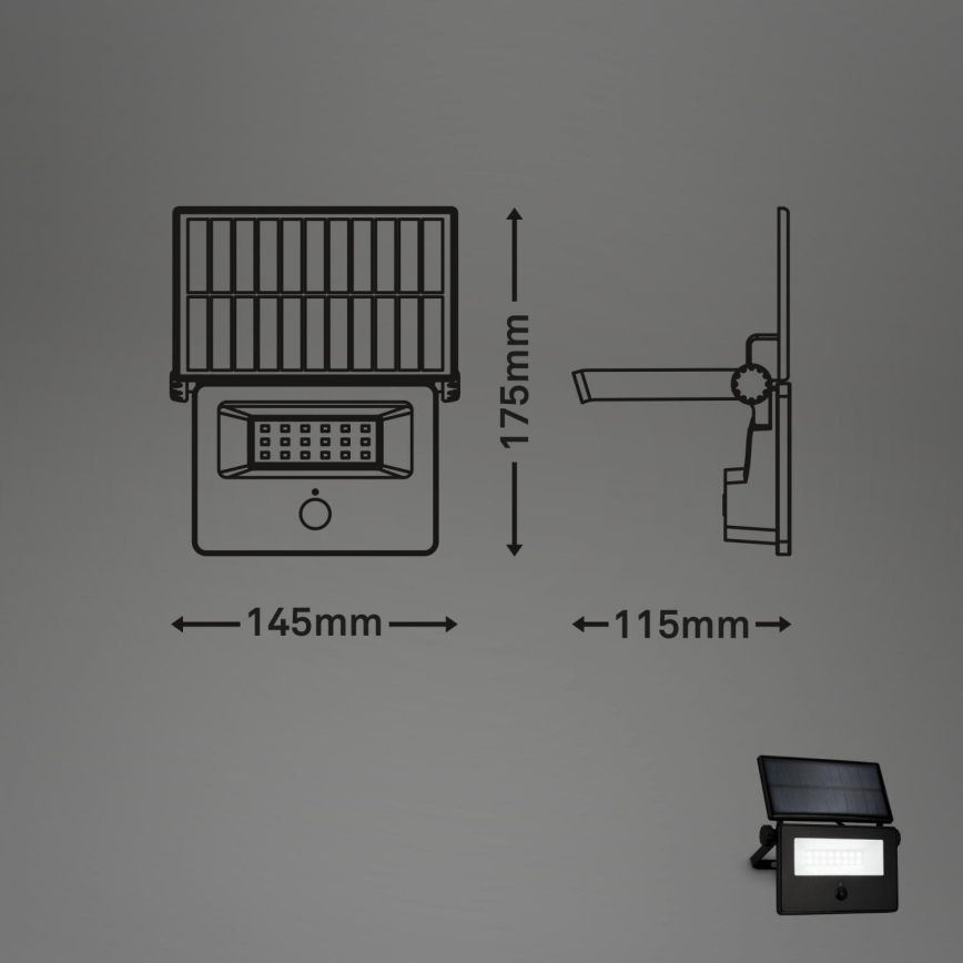 Brilo - LED-aurinkokennolla varustettu heijastin liiketunnistimella LED/5W/5,5V IP54 1200 mAh