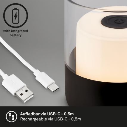 Brilo - LED-himennettävä ladattava ulkokäyttöön tarkoitettu pöytävalaisin LILET LED/2W/5V IP44