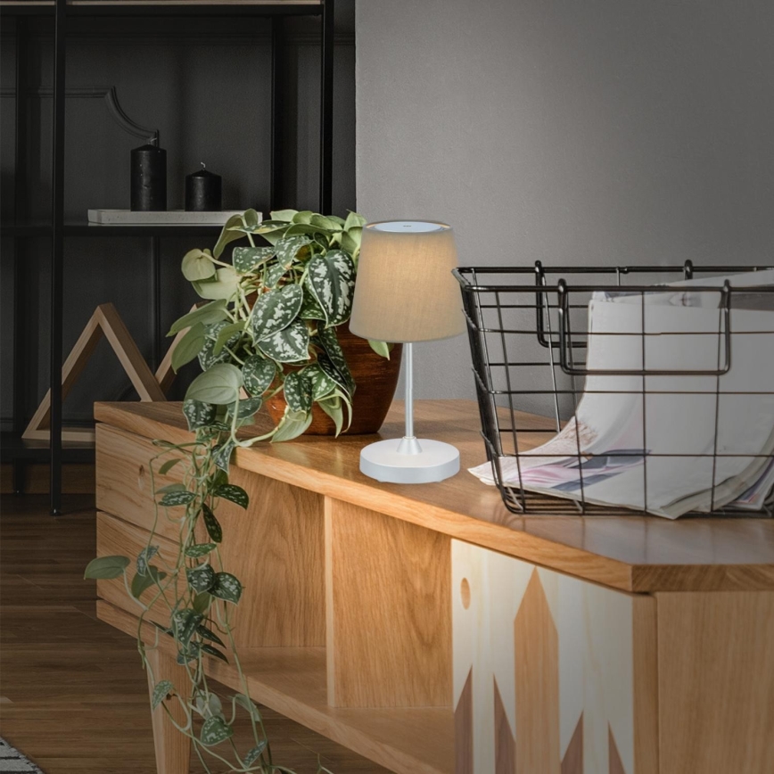 Brilo - LED Himmennettävä ladattava ulko pöytävalaisin LED/3W/5V IP44 hopea/beige