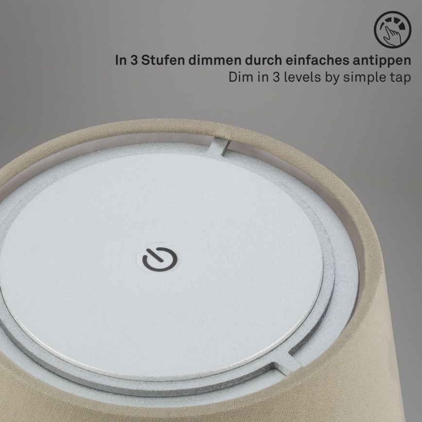 Brilo - LED Himmennettävä ladattava ulko pöytävalaisin LED/3W/5V IP44 hopea/beige