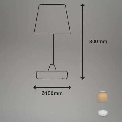 Brilo - LED Himmennettävä ladattava ulko pöytävalaisin LED/3W/5V IP44 hopea/beige