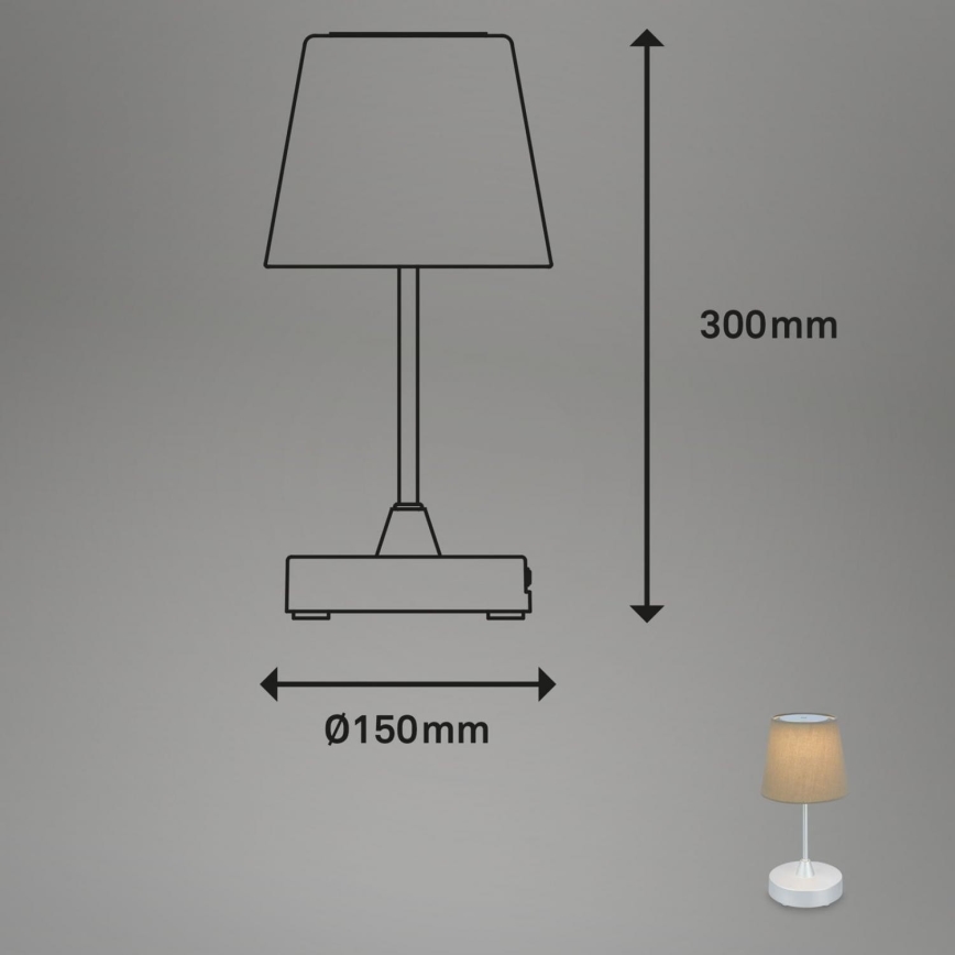 Brilo - LED Himmennettävä ladattava ulko pöytävalaisin LED/3W/5V IP44 hopea/beige