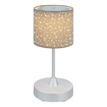 Brilo - LED himmennettävä ladattava ulkokäyttöön tarkoitettu pöytävalaisin LOLE LED/3W/5V 2000mAh IP44 hopea/beige