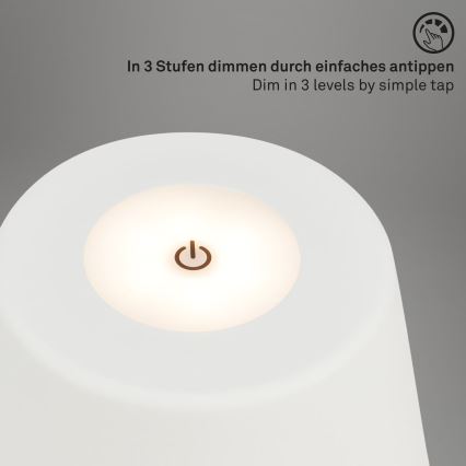 Brilo - LED Himmennettävä rechargeable ulko pöytävalaisin LED/3,5W/5V IP44 valkoinen