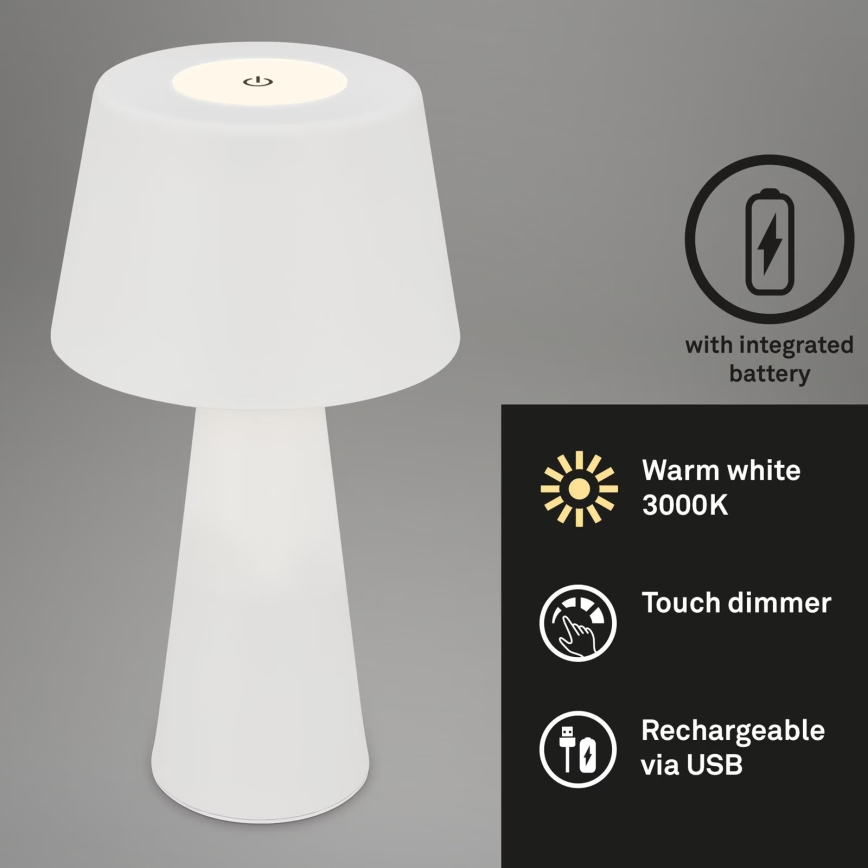Brilo - LED Himmennettävä rechargeable ulko pöytävalaisin LED/3,5W/5V IP44 valkoinen