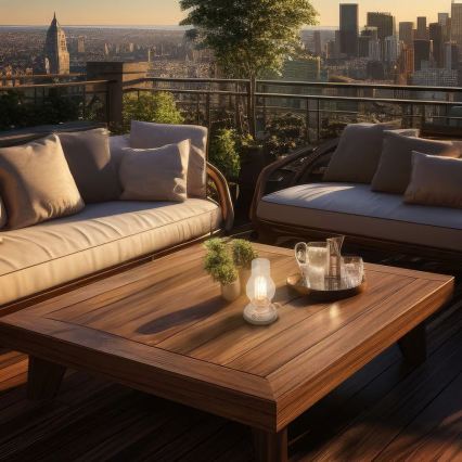 Brilo - LED-himmennettävä ulkokäyttöön tarkoitettu ladattava pöytälamppu KANEA LED/1,5W/5V IP44 1200 mAh beige