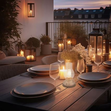 Brilo - LED-himmennettävä ulkokäyttöön tarkoitettu ladattava pöytälamppu KANEA LED/1,5W/5V IP44 1200 mAh beige