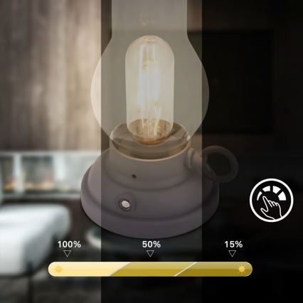 Brilo - himmennettävä ladattava ulkokäyttöinen pöytälamppu KANEA LED/1,5W/5V IP44 1200 mAh antrasiitti