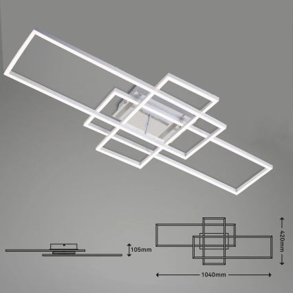 Brilo - LED-himmennyskattokruunu FRAME LED/51W/230V 2700-5000K mattakromi + kauko-ohjaus