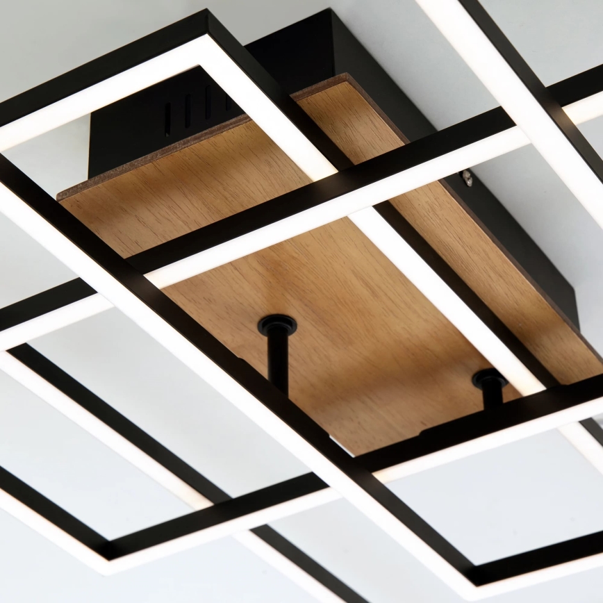 Brilo - LED-himmennyskattokruunu FRAME LED/51W/230V 2700-5000K musta/ruskea + kauko-ohjaus