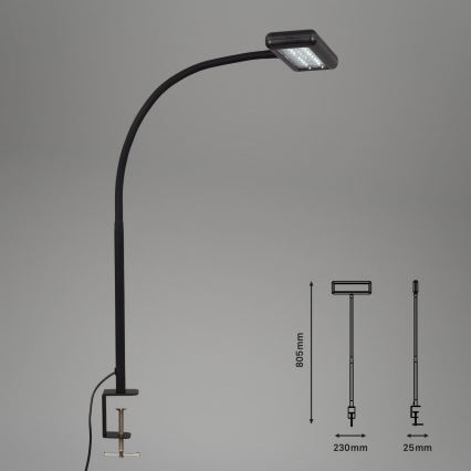 Brilo - LED Joustava pöytävalaisin klipsillä TRASNA LED/7,5W/230V musta