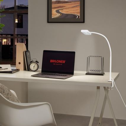 Brilo - LED Joustava pöytävalaisin klipsillä TRASNA LED/7,5W/230V valkoinen