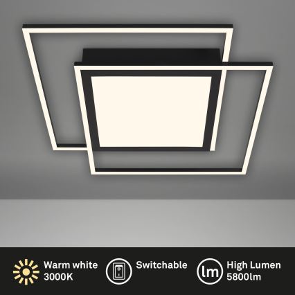 Brilo - LED kattovalaisin 2xLED/16W/230V + LED/19W 51,5x51,5 cm musta