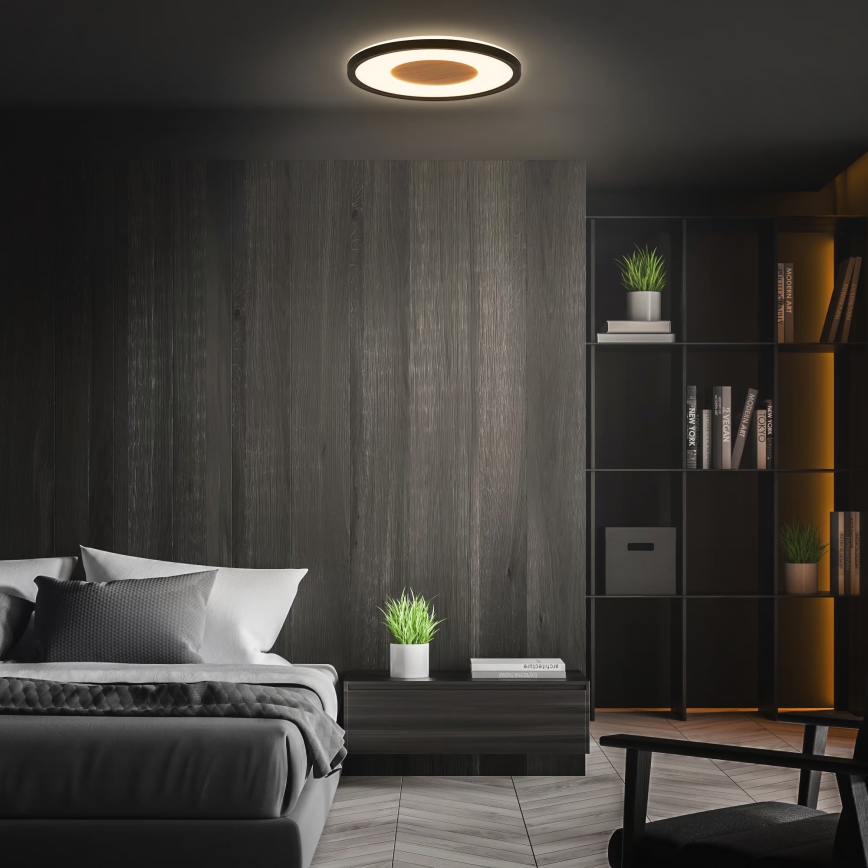Brilo - LED-kattovalaisin SUFIT WOOD, 18 W, 230 V, 3000 K, halkaisija 29 cm