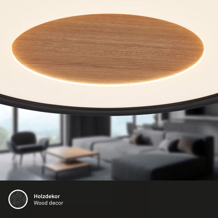 Brilo - LED-kattovalaisin SUFIT WOOD, 18 W, 230 V, 3000 K, halkaisija 29 cm