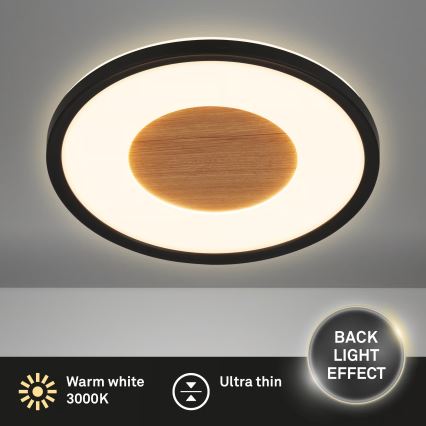 Brilo - LED-kattovalaisin SUFIT WOOD, 18 W, 230 V, 3000 K, halkaisija 29 cm