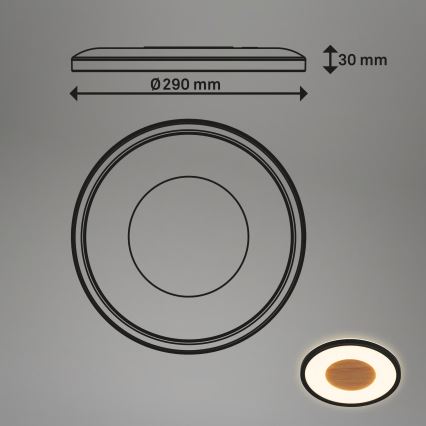 Brilo - LED-kattovalaisin SUFIT WOOD, 18 W, 230 V, 3000 K, halkaisija 29 cm