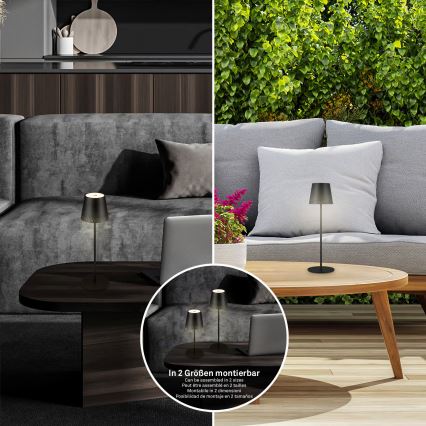 Brilo - LED Himennettävä ladattava kosketustoiminnolla varustettu ulkopöytävalaisin KIKI LED/2,6W/5V IP44 2600 mAh musta