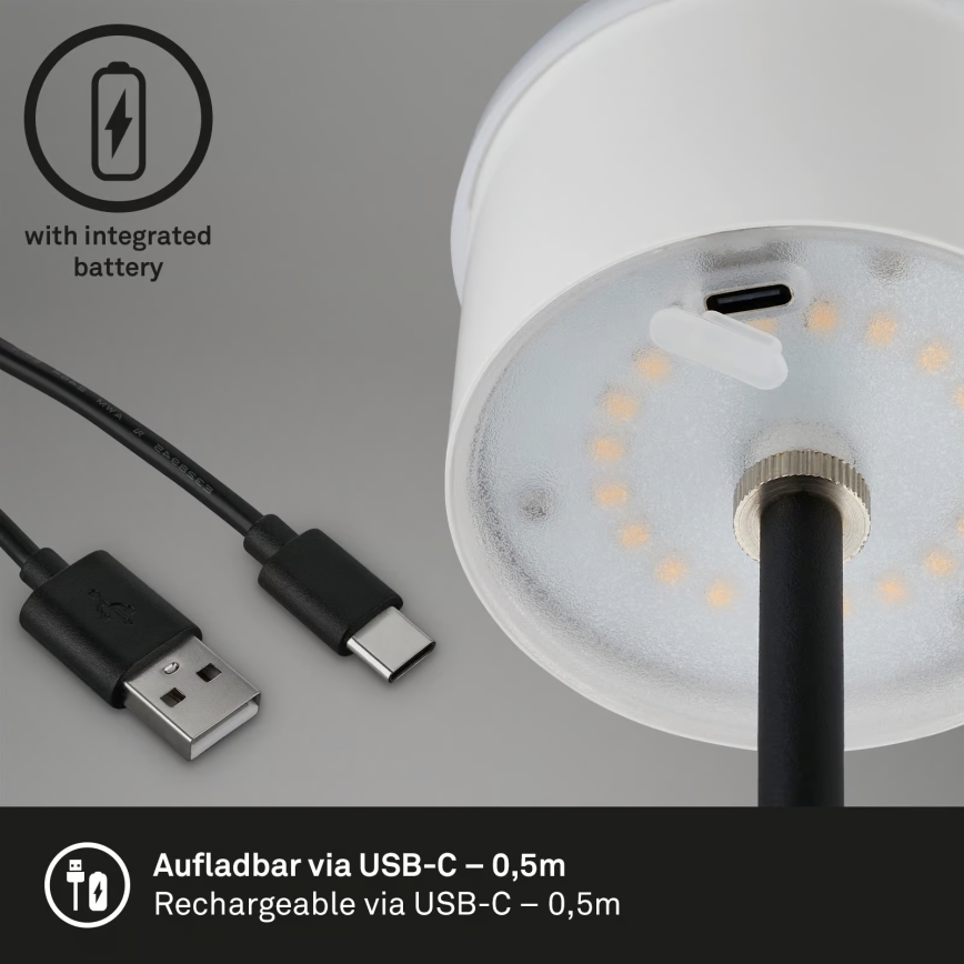 Brilo - LED Himennettävä ladattava kosketustoiminnolla varustettu ulkopöytävalaisin KIKI LED/2,6W/5V IP44 2600 mAh musta