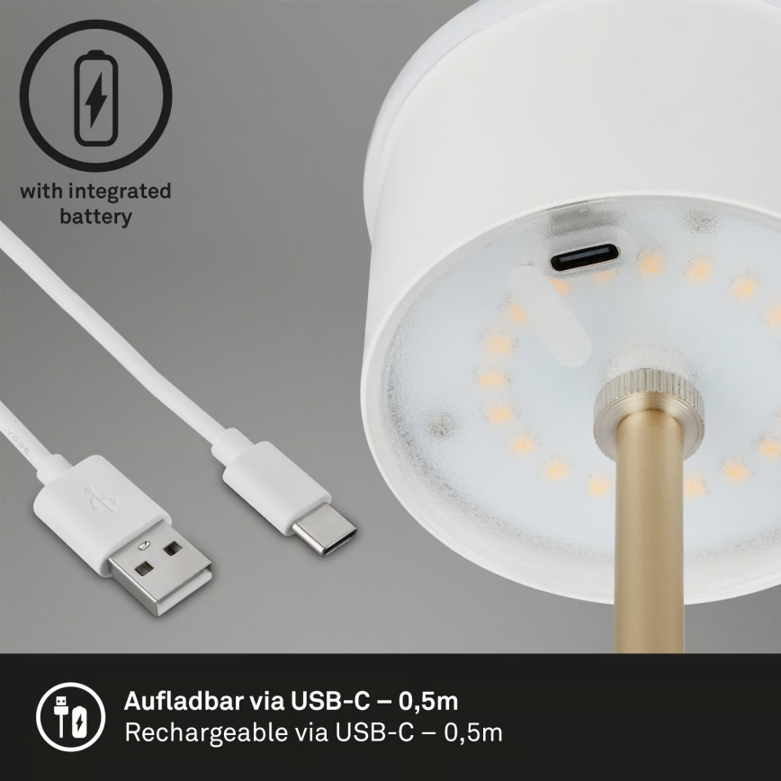 Brilo - LED himmennettävä ladattava kosketuskäyttöinen ulkokäyttöön tarkoitettu pöytälamppu KIKI LED/2,6W/5V IP44 2600 mAh ruskea