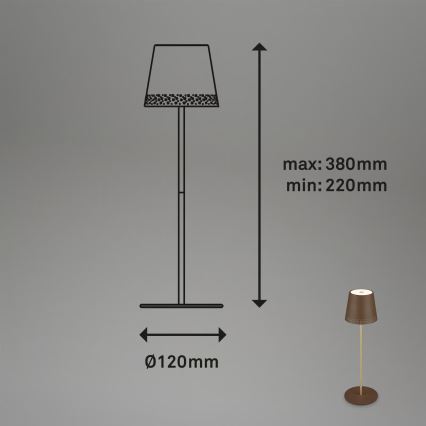 Brilo - LED himmennettävä ladattava kosketuskäyttöinen ulkokäyttöön tarkoitettu pöytälamppu KIKI LED/2,6W/5V IP44 2600 mAh ruskea