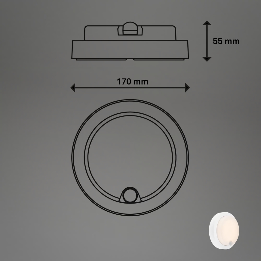 Brilo - ladattava LED-ulkovalaisin seinälle anturilla LED/4W/5V 4400 mAh IP44 valkoinen