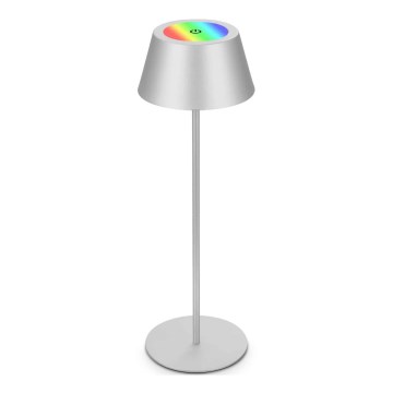 Brilo - LED RGB himmennettävä, ladattava kosketusohjattu ulkokäyttöön tarkoitettu pöytälamppu KIKI LED/2,6W/5V IP44 2600 mAh hopea