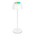 Brilo - LED RGB himmennettävä ladattava kosketustoiminnolla varustettu ulkokäyttöinen pöytälamppu KIKI LED/2,6W/5V IP44 2600 mAh valkoinen