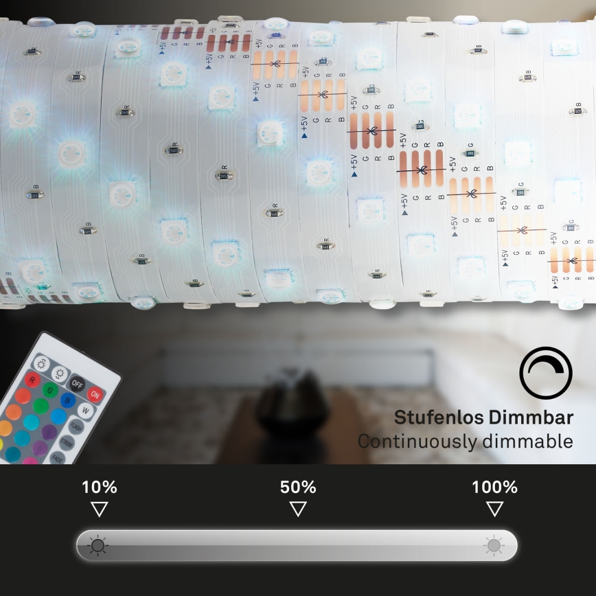 Brilo - LED RGB Himmennettävä nauha 6,6m LED/6W/USB + kauko-ohjaus