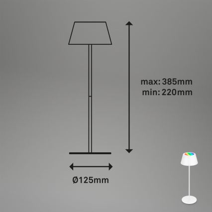 Brilo - LED RGB himmennettävä ladattava kosketustoiminnolla varustettu ulkokäyttöinen pöytälamppu KIKI LED/2,6W/5V IP44 2600 mAh valkoinen