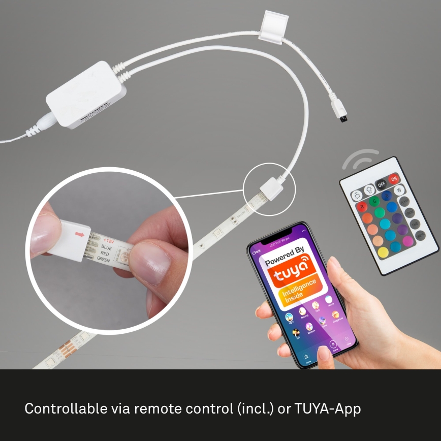Brilo - LED RGBW Himmennettävä nauha 6,5m LED/15W/230V Wi-Fi Tuya + kauko-ohjaus