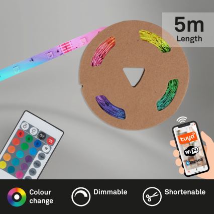 Brilo - LED RGBW Himmennettävä nauha 6,5m LED/15W/230V Wi-Fi Tuya + kauko-ohjaus