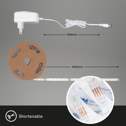 Brilo - LED RGBW Himmennettävä nauha 6,5m LED/15W/230V Wi-Fi Tuya + kauko-ohjaus