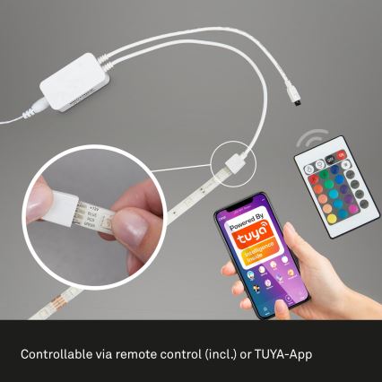 Brilo - LED RGBW Himmennettävä nauha 6,5m LED/18W/230V Wi-Fi Tuya + kauko-ohjaus