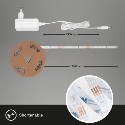 Brilo - LED RGBW Himmennettävä nauha 6,5m LED/18W/230V Wi-Fi Tuya + kauko-ohjaus