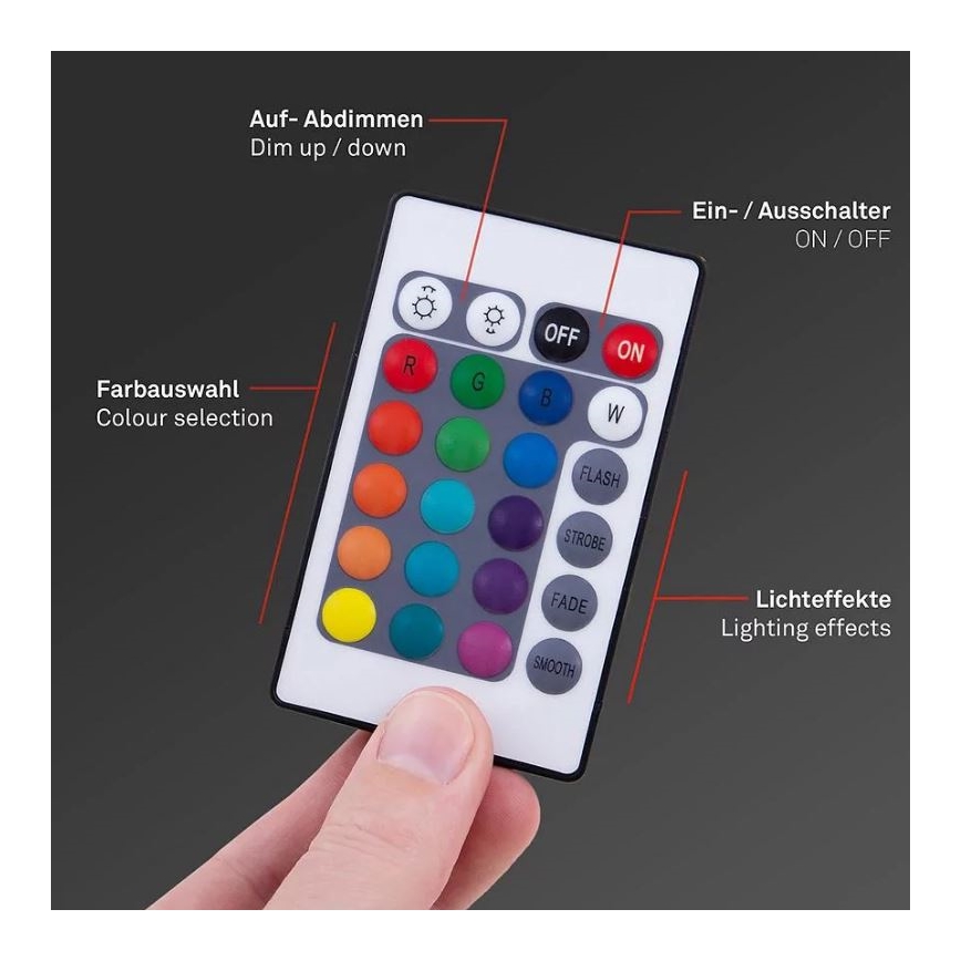 Brilo - LED RGBW Himmennettävä nauha 6,5m LED/22W/230V + kauko-ohjaus