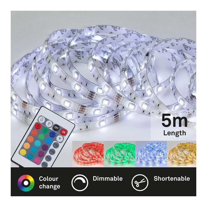 Brilo - LED RGBW Himmennettävä nauha 6,5m LED/22W/230V + kauko-ohjaus