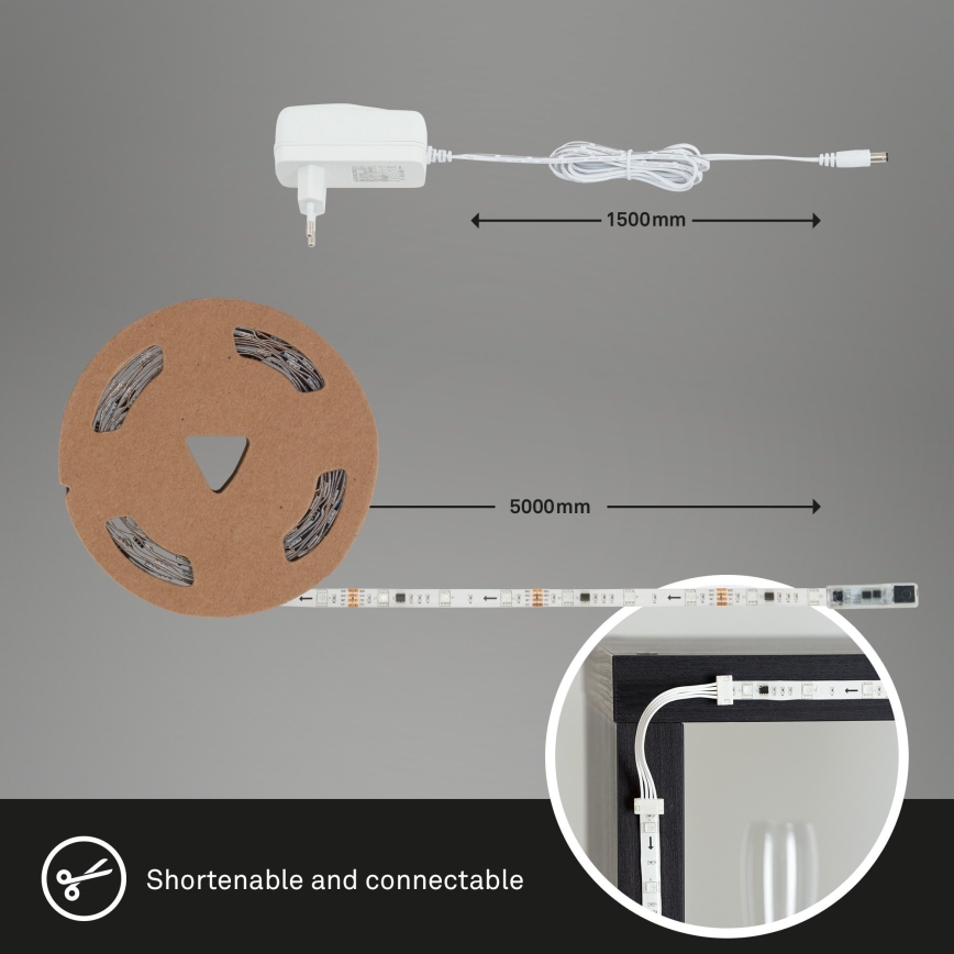 Brilo - LED RGBW Himmennettävä nauha 6,5m LED/24W/230V + kauko-ohjaus